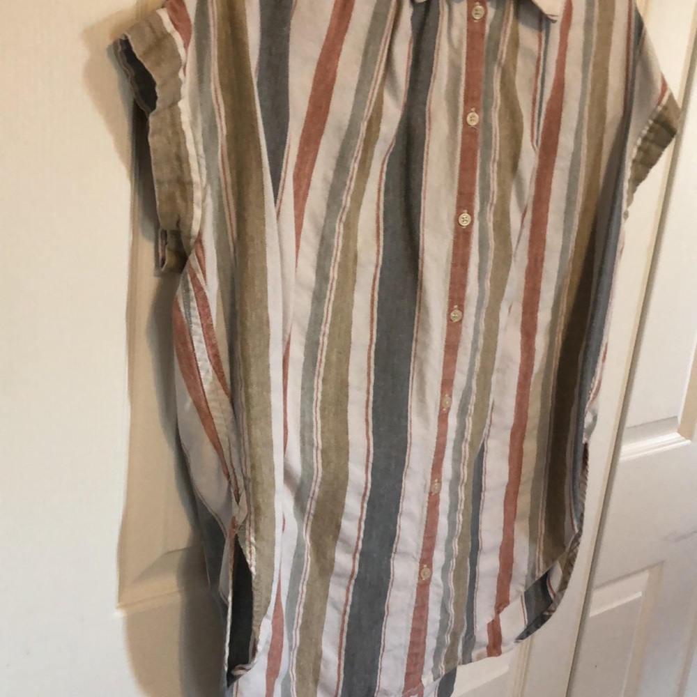 MADEWELL Central Tunic Shirt in Gillman Stripe Button Down Short Sleeve Small - Picture 3 of 7
